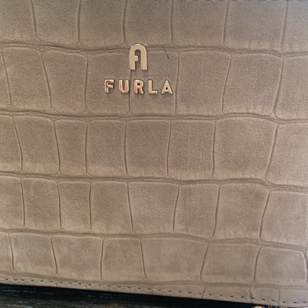 Furla Camelia Greige Suede Mini Crossbody New With Tags - Picture 3 of 10